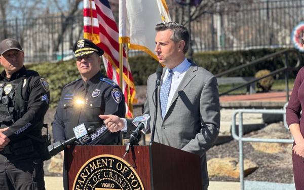 Rep. Magaziner speaks at press conference