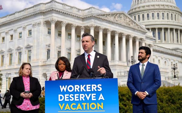 Rep. Magaziner speaks outside of the US Capitol building