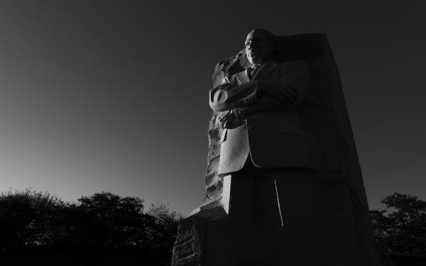 Martin Luther King Jr Memorial at dusk