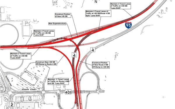 Map of Rte 4 and I-95 Improvements