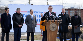Rep Magaziner speaks at a press conference