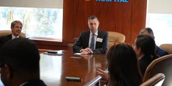 Rep. Magaziner hosts a roundtable with health care leaders at Kent Hospital.