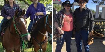 Jim and Donna Brown on horses