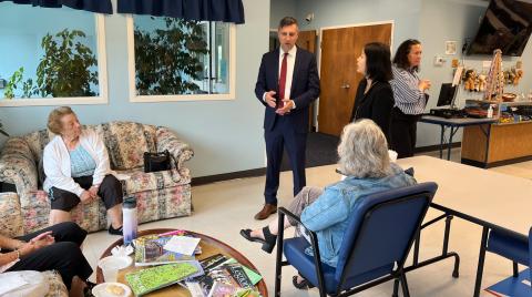 Representative Magaziner speaks to constituents at Westerly Senior Center